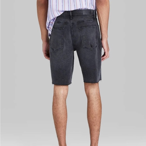 Original Use Men Slim Denim Short Faded Black Cut Off NO HEM 10" inseam - Picture 3 of 6